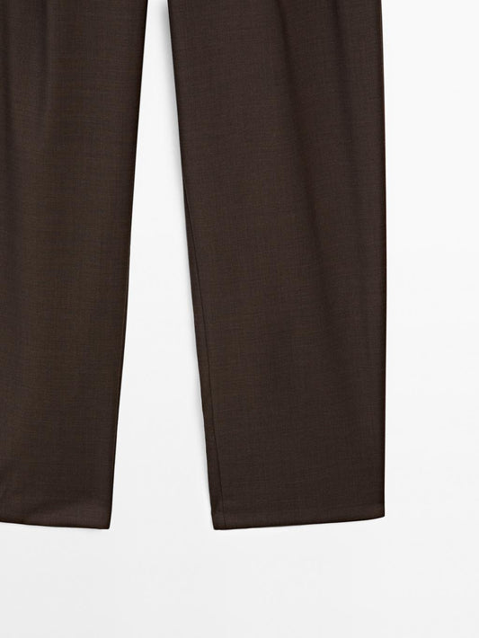 100% wool wide-leg darted trousers - STUDIO