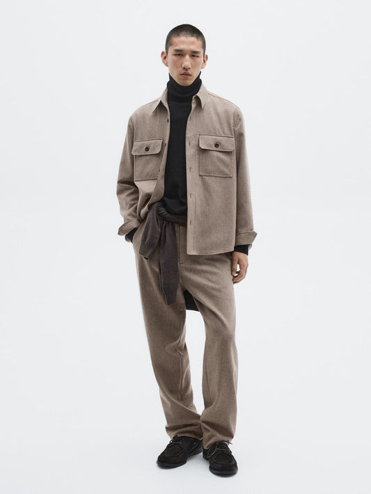 Wool blend overshirt with pockets - LIMITED