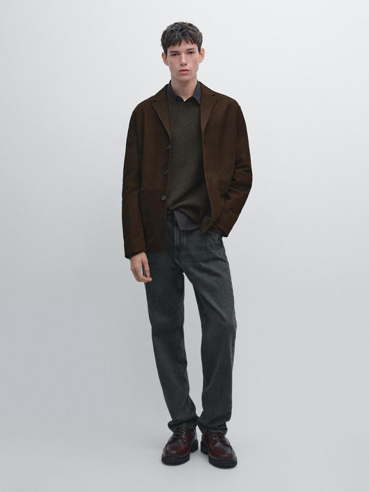 Nubuck leather blazer