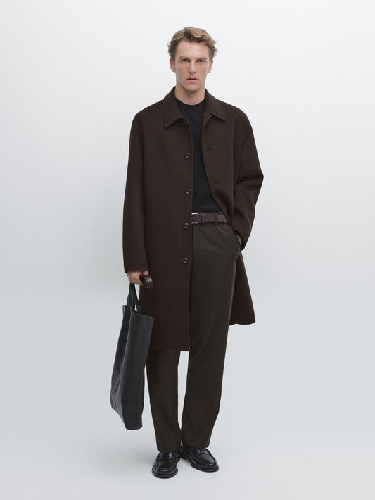 Long wool blend coat