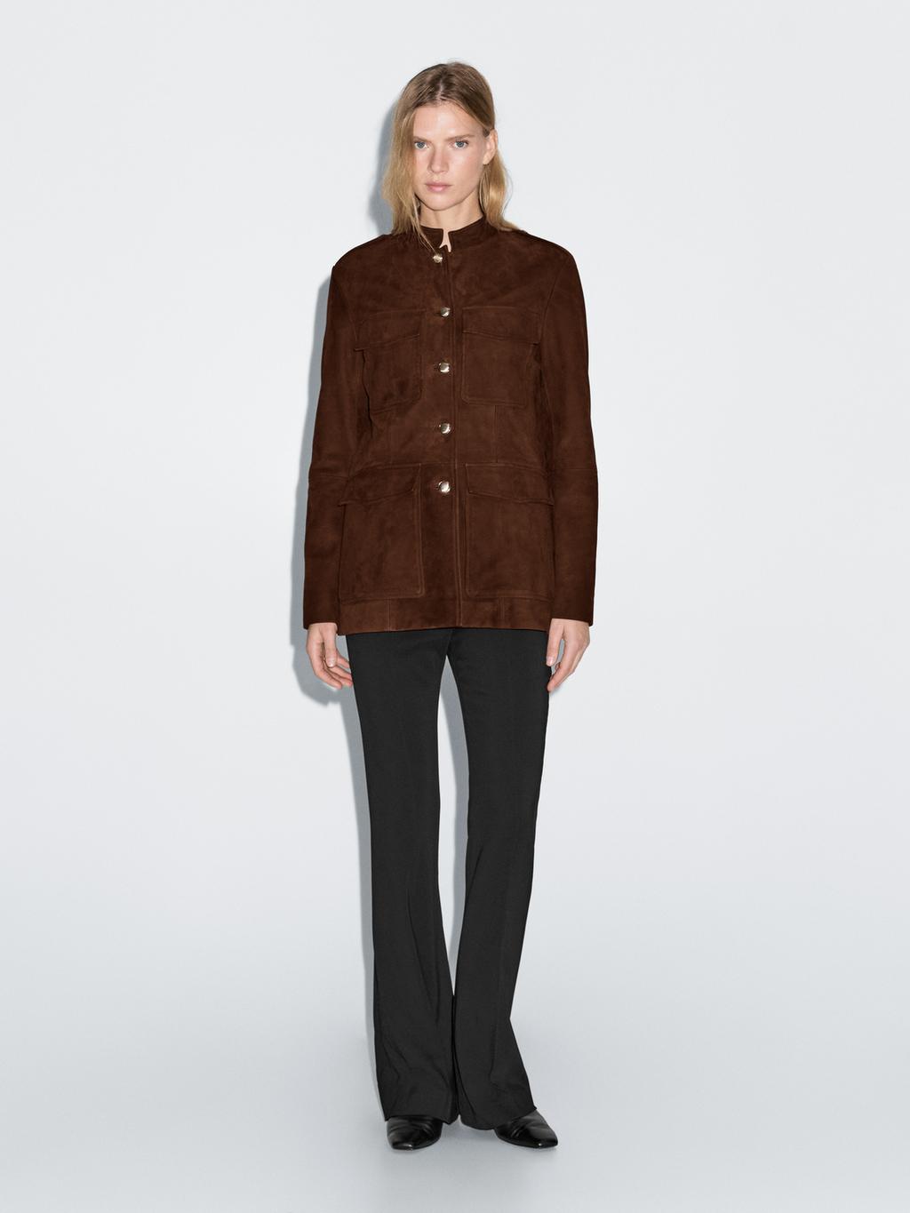 Nubuck leather safari jacket