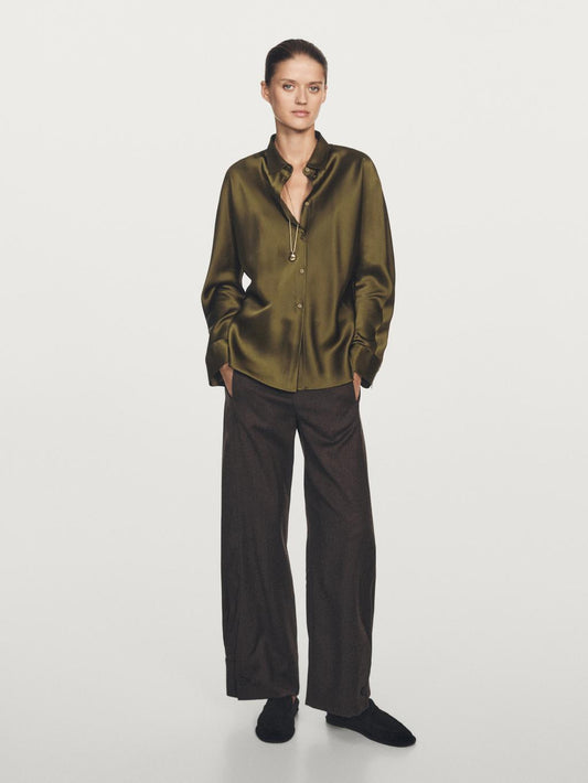 100% wool barrel fit trousers