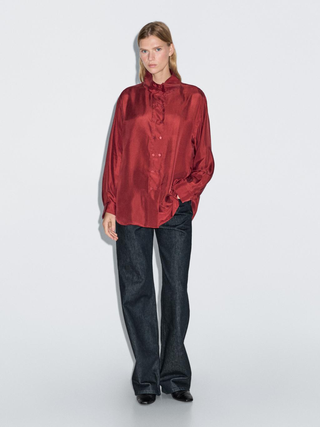 100% silk shirt with button details
