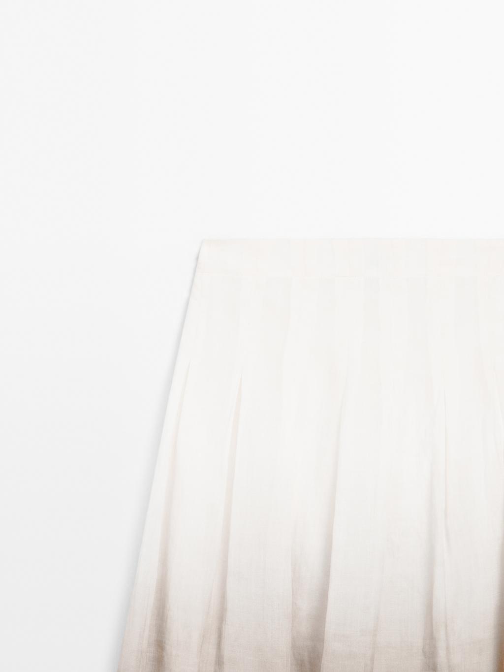 Ombre print box pleat midi skirt
