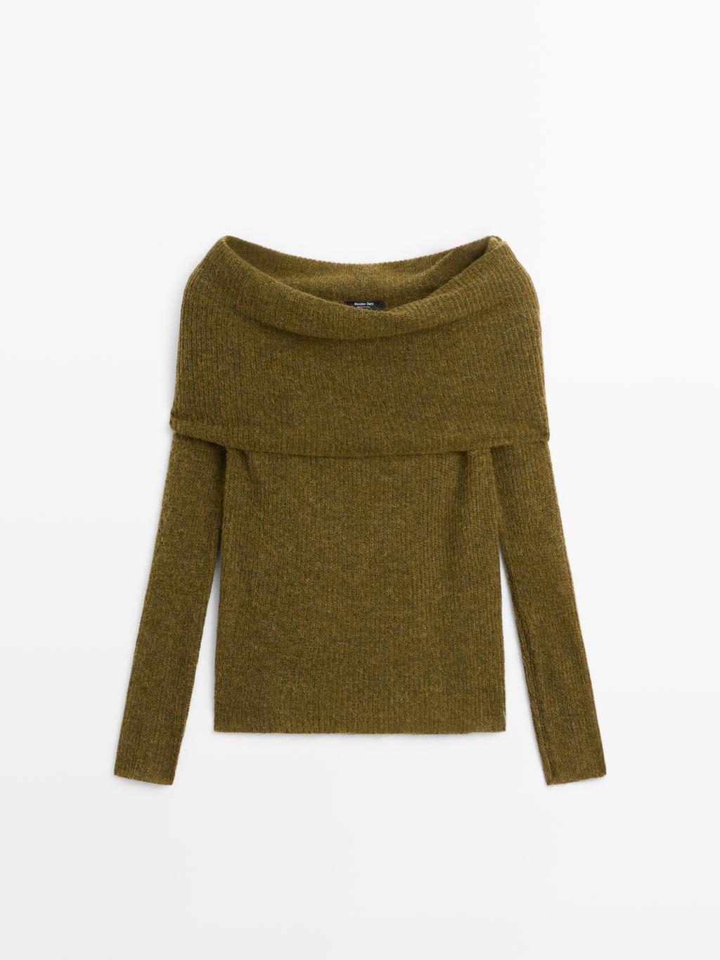 Off-the-shoulder knit sweater