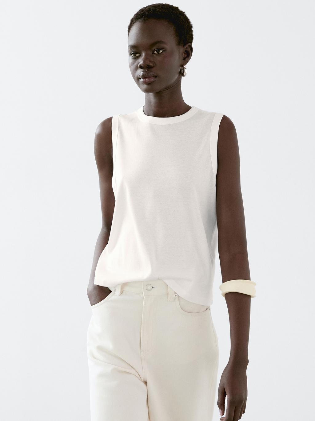 Mercerised cotton crew neck T-shirt