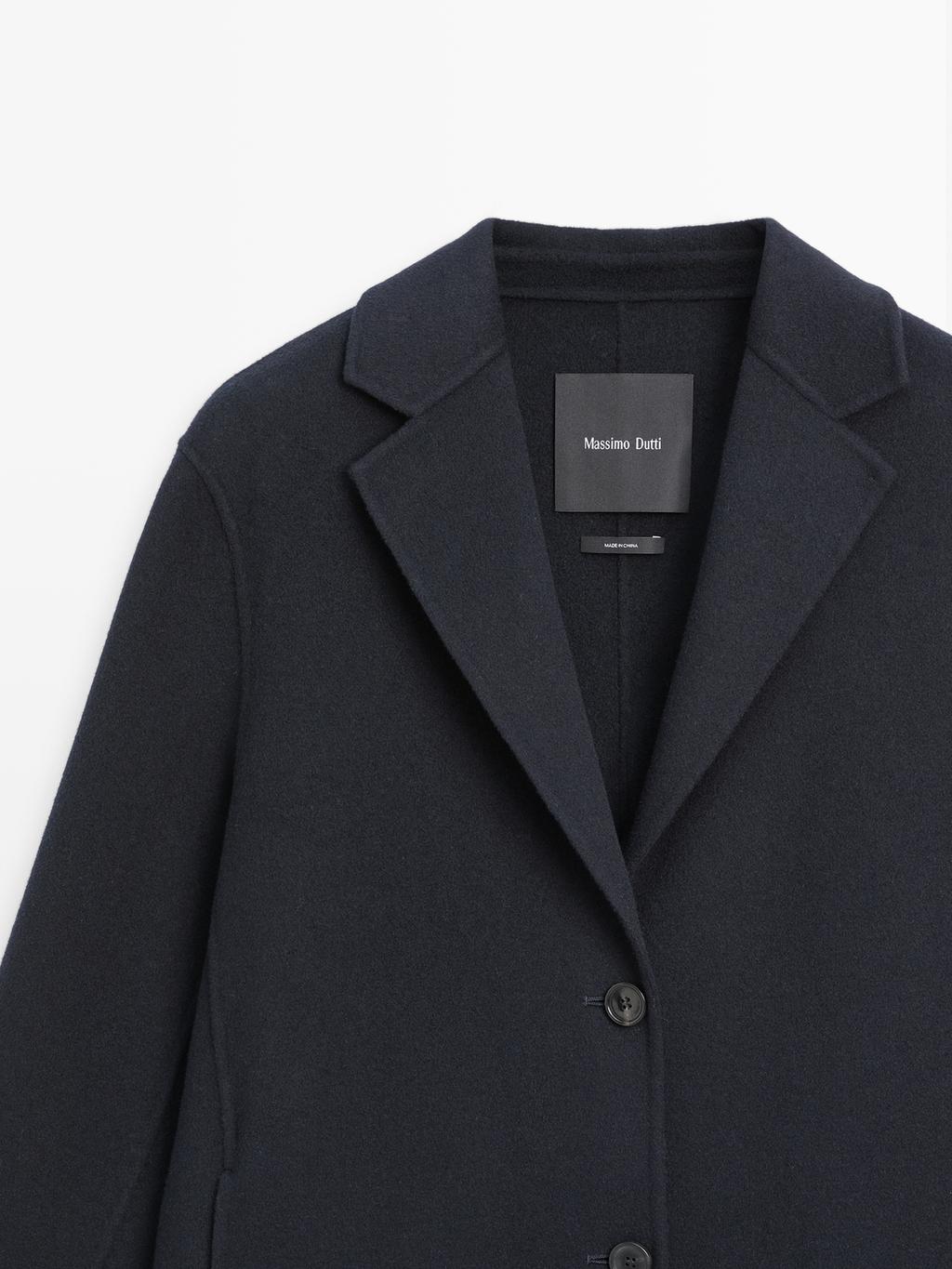 Long wool blend two-button coat