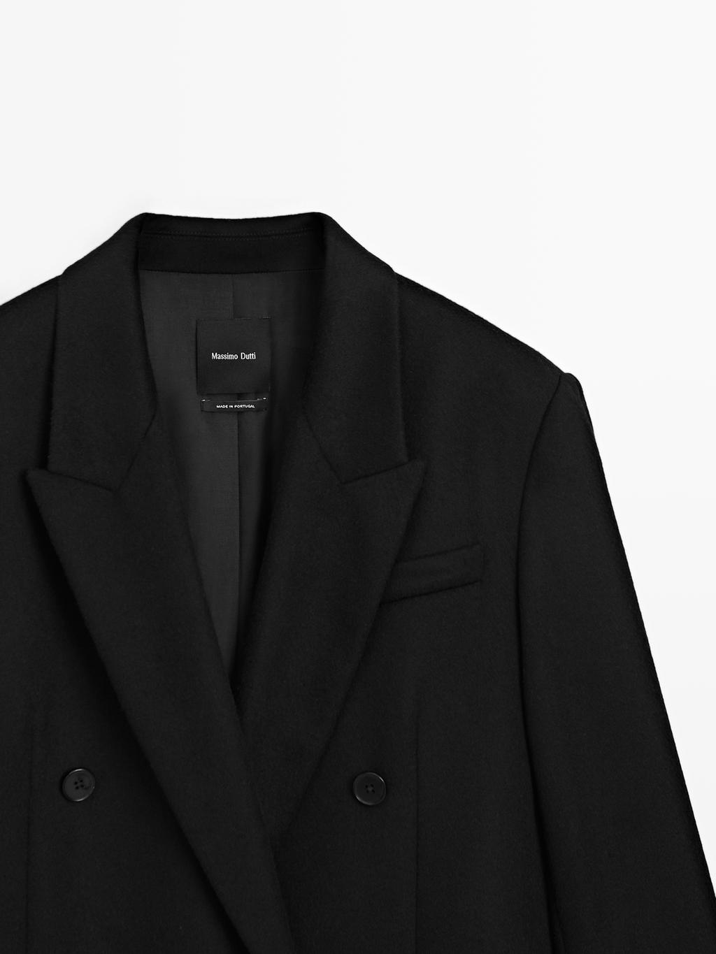100% wool long double-breasted coat