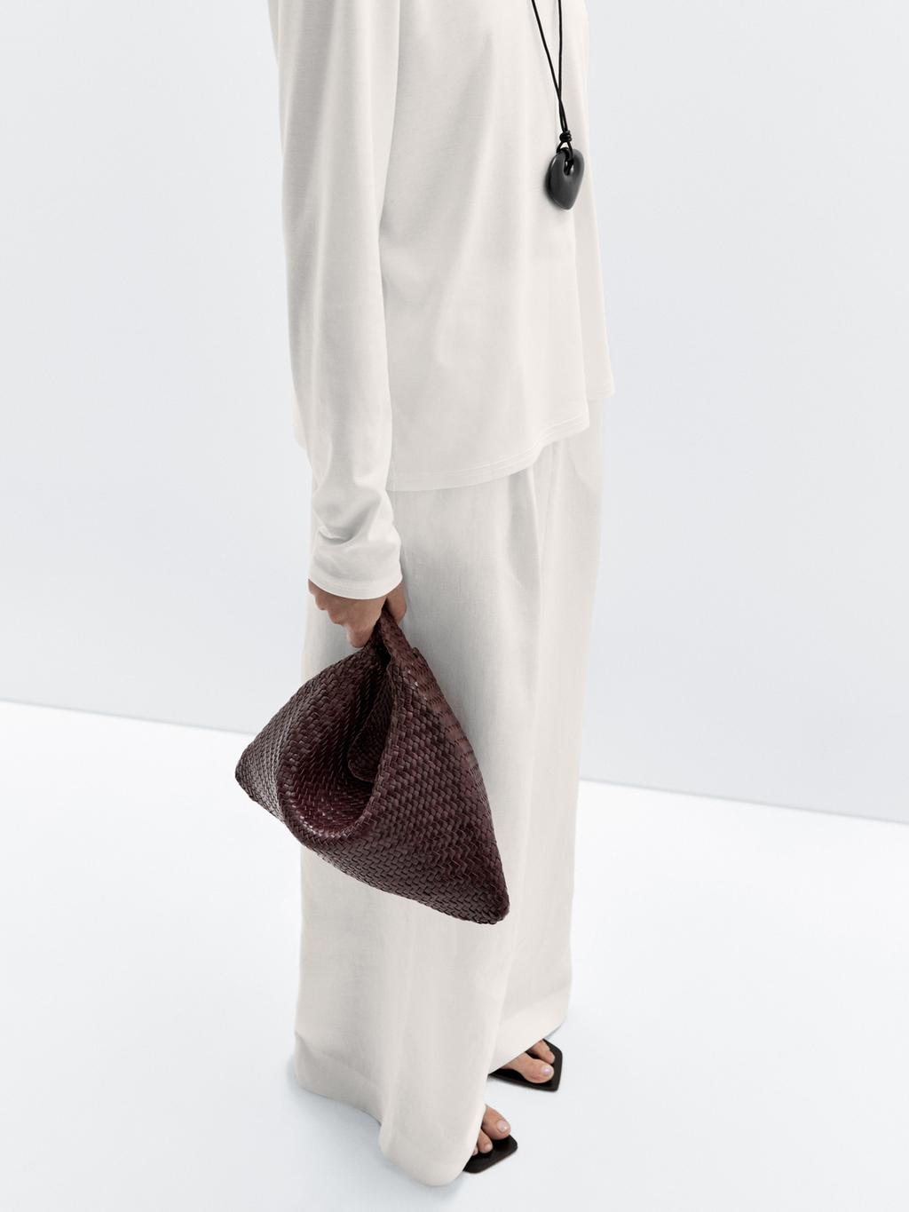 Braided nappa leather shopper bag