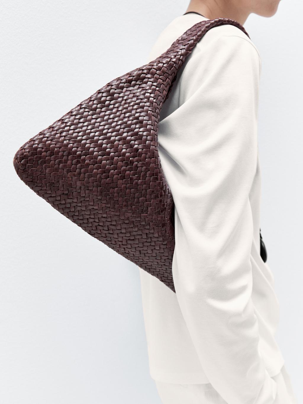 Braided nappa leather shopper bag