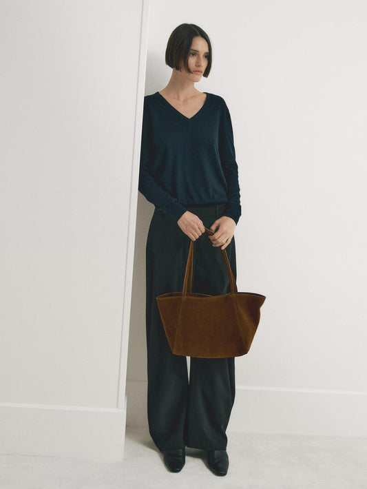 Medium split suede leather bag