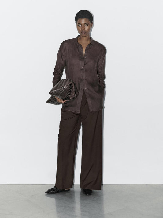 100% ramie long shirt - STUDIO
