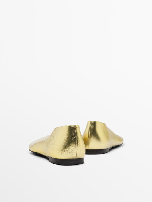 Metallic leather ballerinas