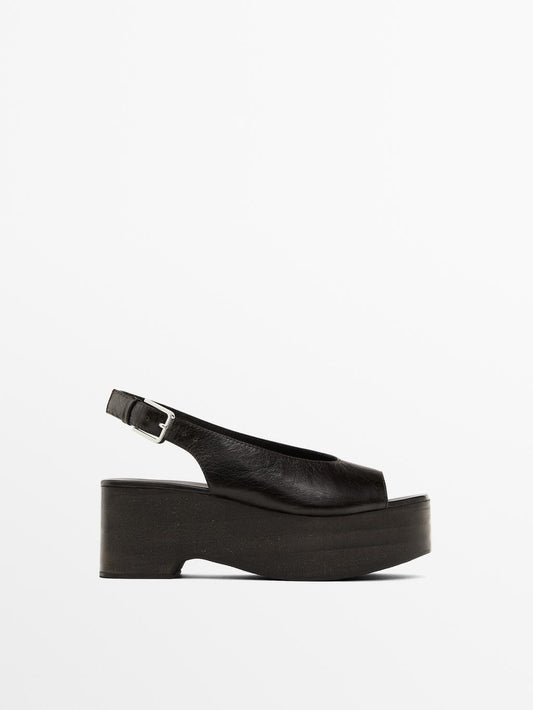 Wooden wedge mule sandals