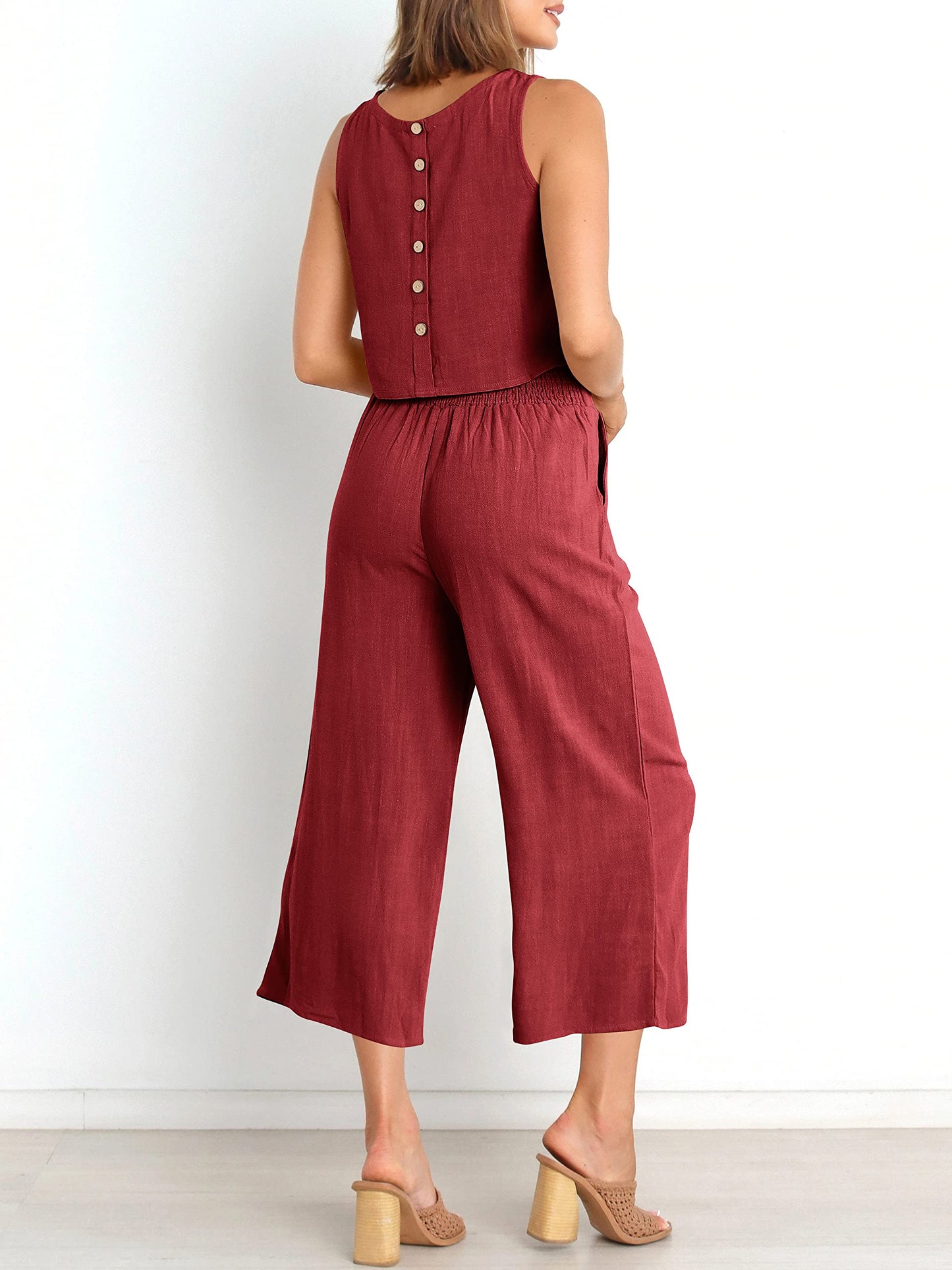 Summer Sleeveless Lounge Set With Pockets